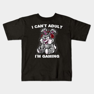 I Cant Adult Im Gaming Rabbit Nerd Gamer Bunny Geek Kids T-Shirt